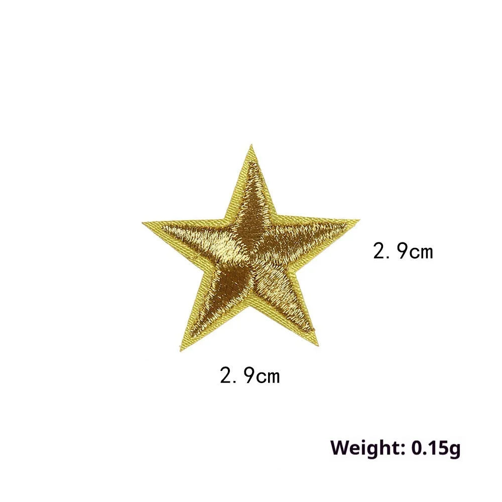 Colourful five-pointed star cloth embroidery stickers for DIY clothing decoration and craft projects
