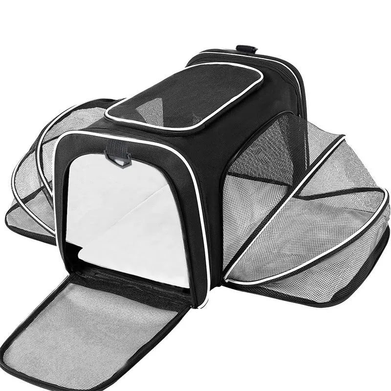 Large capacity cat carrier bag in 600D cation fabric with medium soft hardness