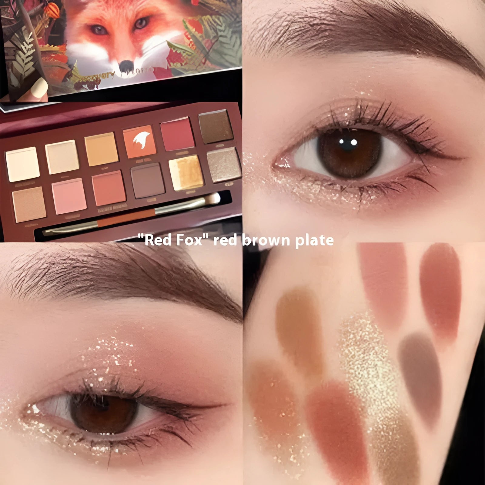 Explorer twelve-color animal eye shadow palette showing Golden Tiger Ink Cat, Red Fox, and Koi themed shades