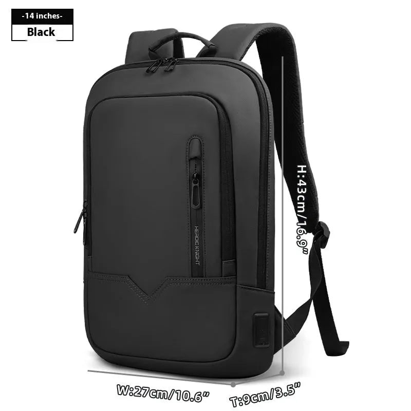Lightweight polyester computer backpack with USB charging port in various colours
