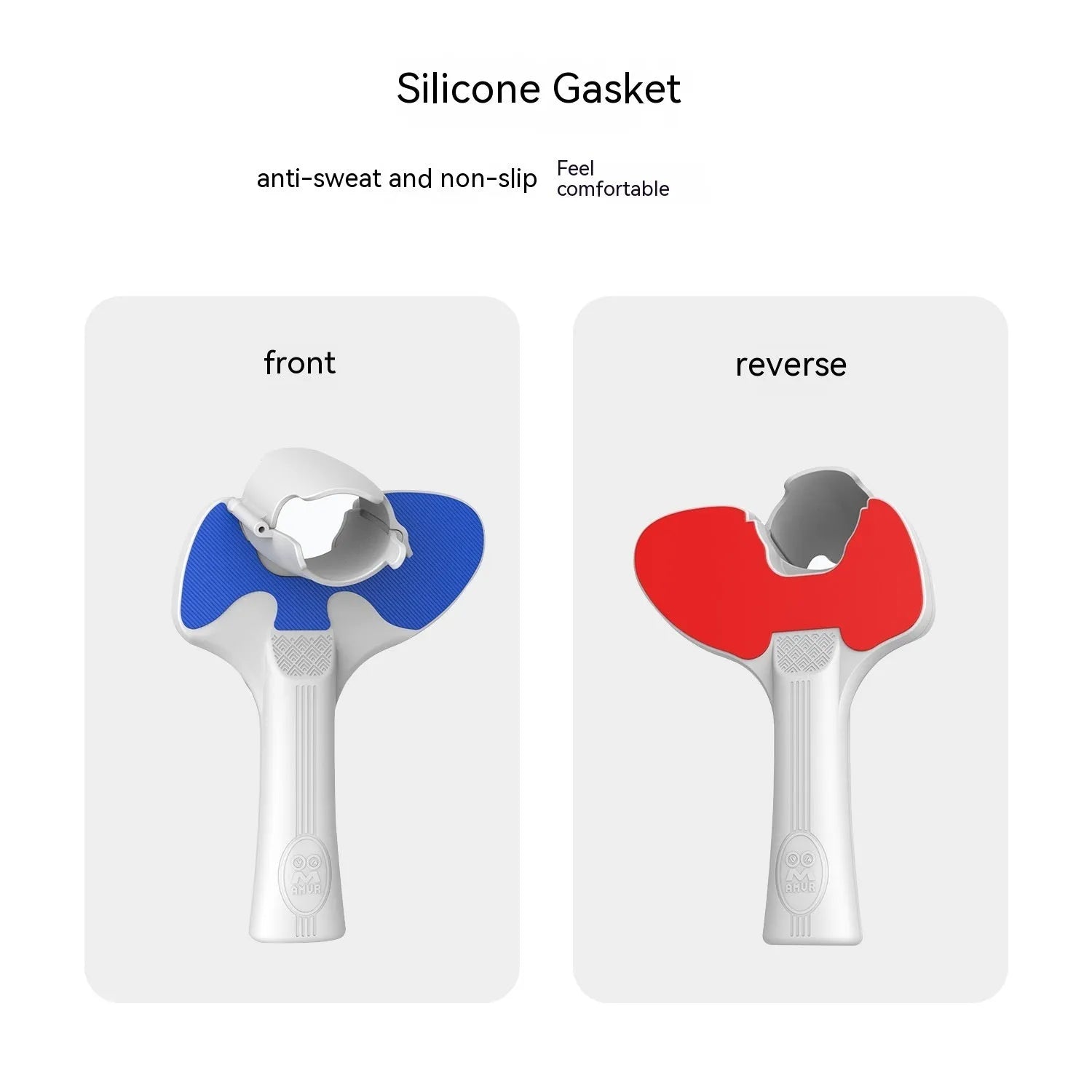 Red and blue plastic silicone hand grip accessory for Pico 4 VR controllers measuring 160x110x80mm