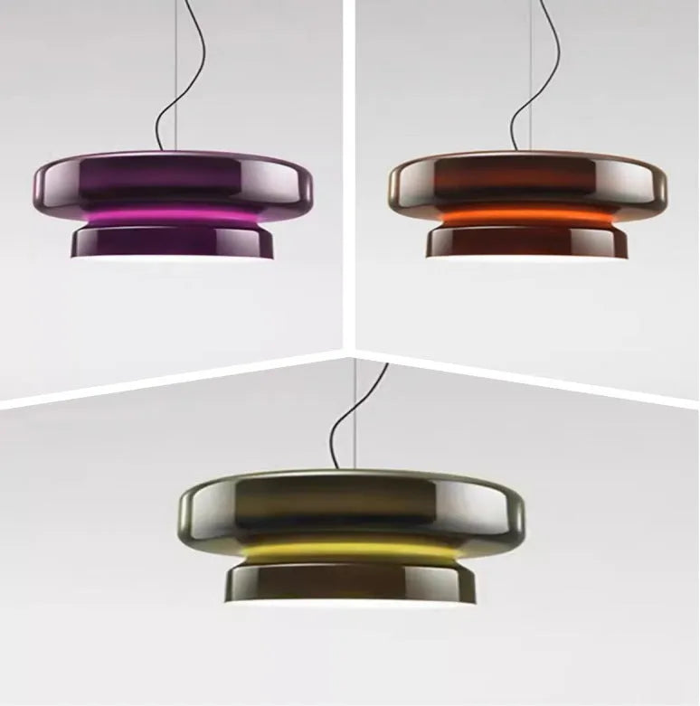 Modern glass chandelier with square 36x36x18cm dimensions showing light colour options