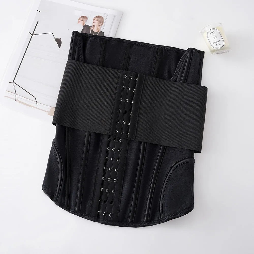 Nylon fitness belly band for waist training and tummy slimming in black or apricot colour