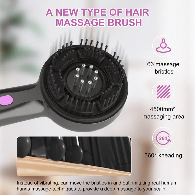 USB-powered head massage comb tingler in black, grey, or red with two-speed control