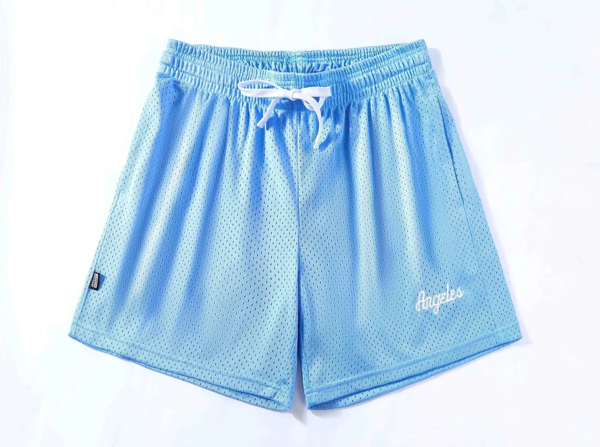 Men's black double-layer mesh shorts for summer sports and leisure wear.