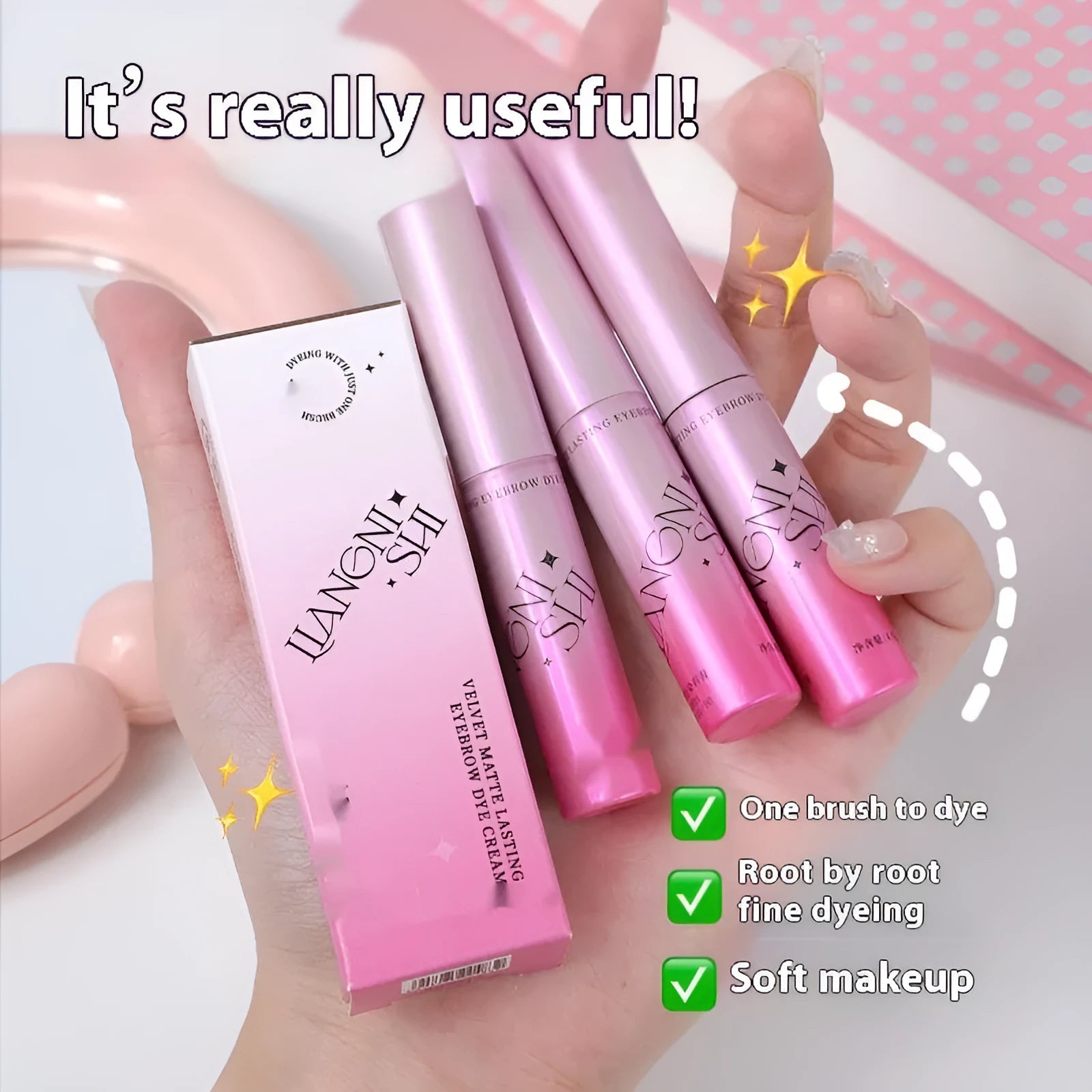 Velvet Fog eyebrow cream in compact with four natural shade options shown