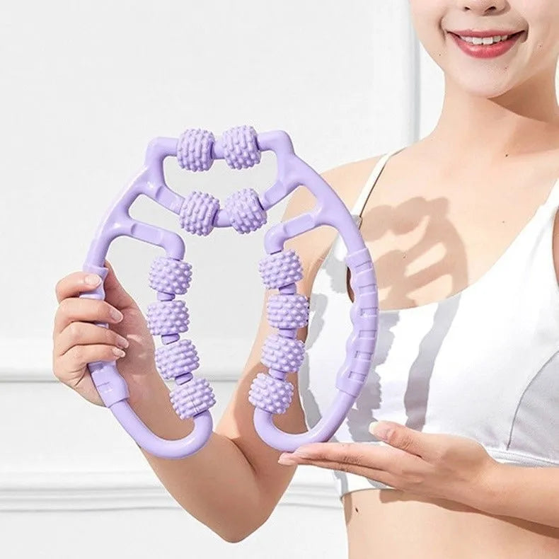 Ring clip leg massager roller with multiple wheels for muscle relaxation in PP plastic