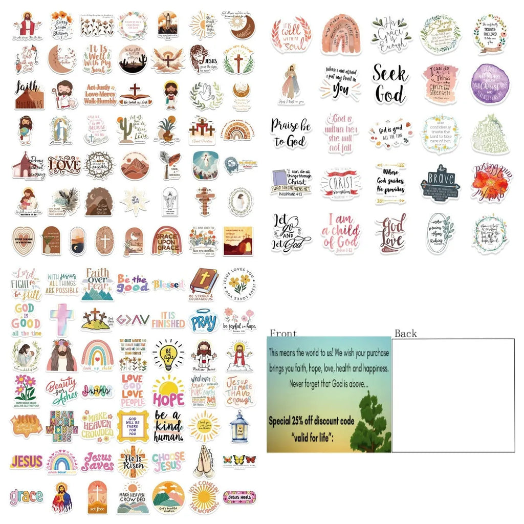 Assorted colourful graffiti stickers with random patterns laid out flat, set of 50 pieces.
