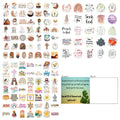 Assorted colourful graffiti stickers with random patterns laid out flat, set of 50 pieces.