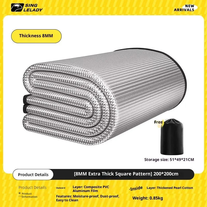 Thickened 8mm pearl cotton explosion-proof camping floor mat for outdoor tent and household use, multiple sizes available.