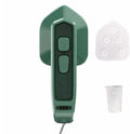 Dark green portable hanging ironing machine with ceramic panel and sharp corner design for travel use