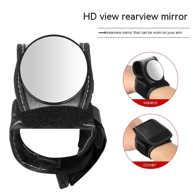 Black nylon bicycle rear-view mirror with adjustable arm for cycling safety