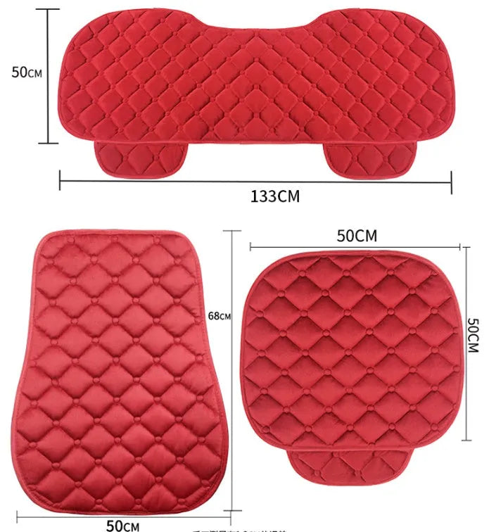 Cotton car seat cushion in wine red colour on vehicle seat