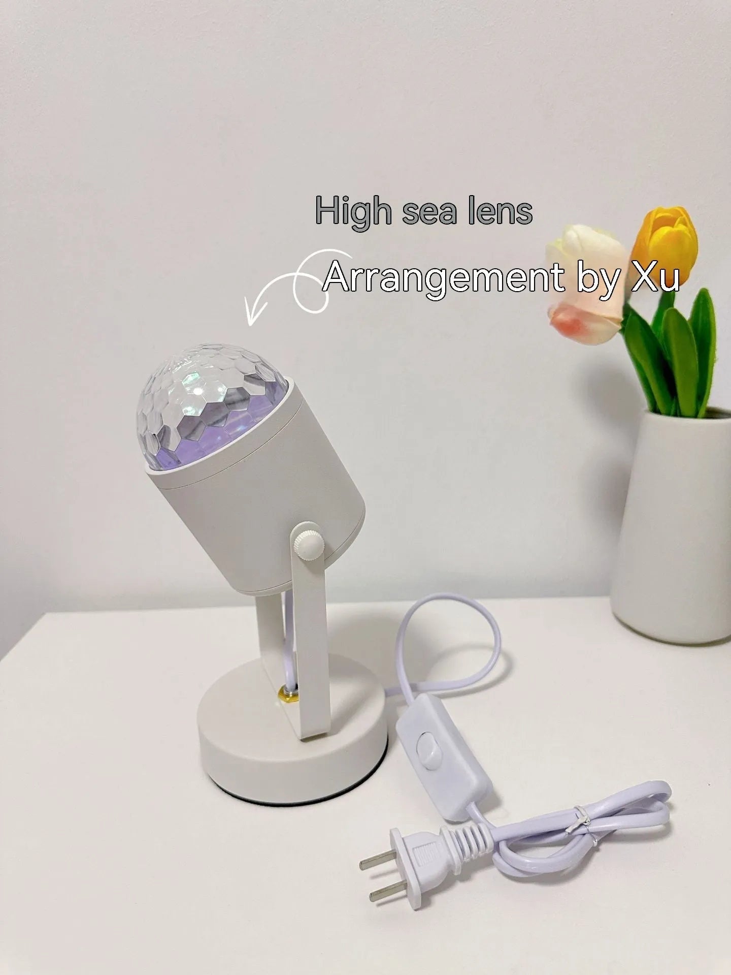 Dynamic water ripple effect ambience table lamp with metal construction for ceiling or desktop use