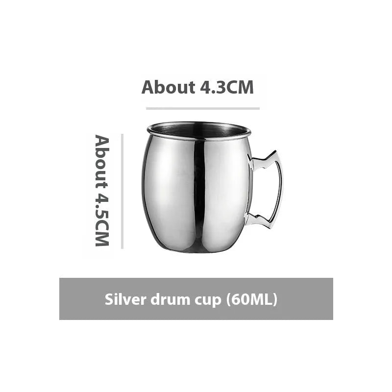 Stainless steel Moscow Mule cup with copper plating in a choice of colours and hammered or smooth finish.