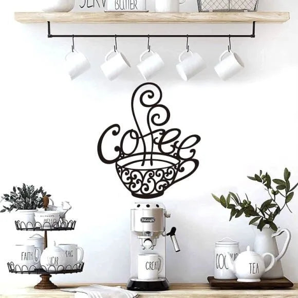 Black wrought iron English letters silhouette wall decoration with simple modern styling