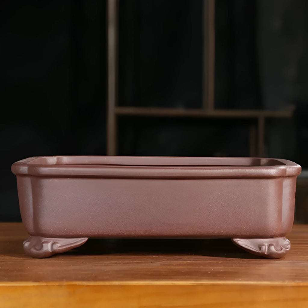 Purple sand rectangular manger planter with corner-cutting design for bonsai display