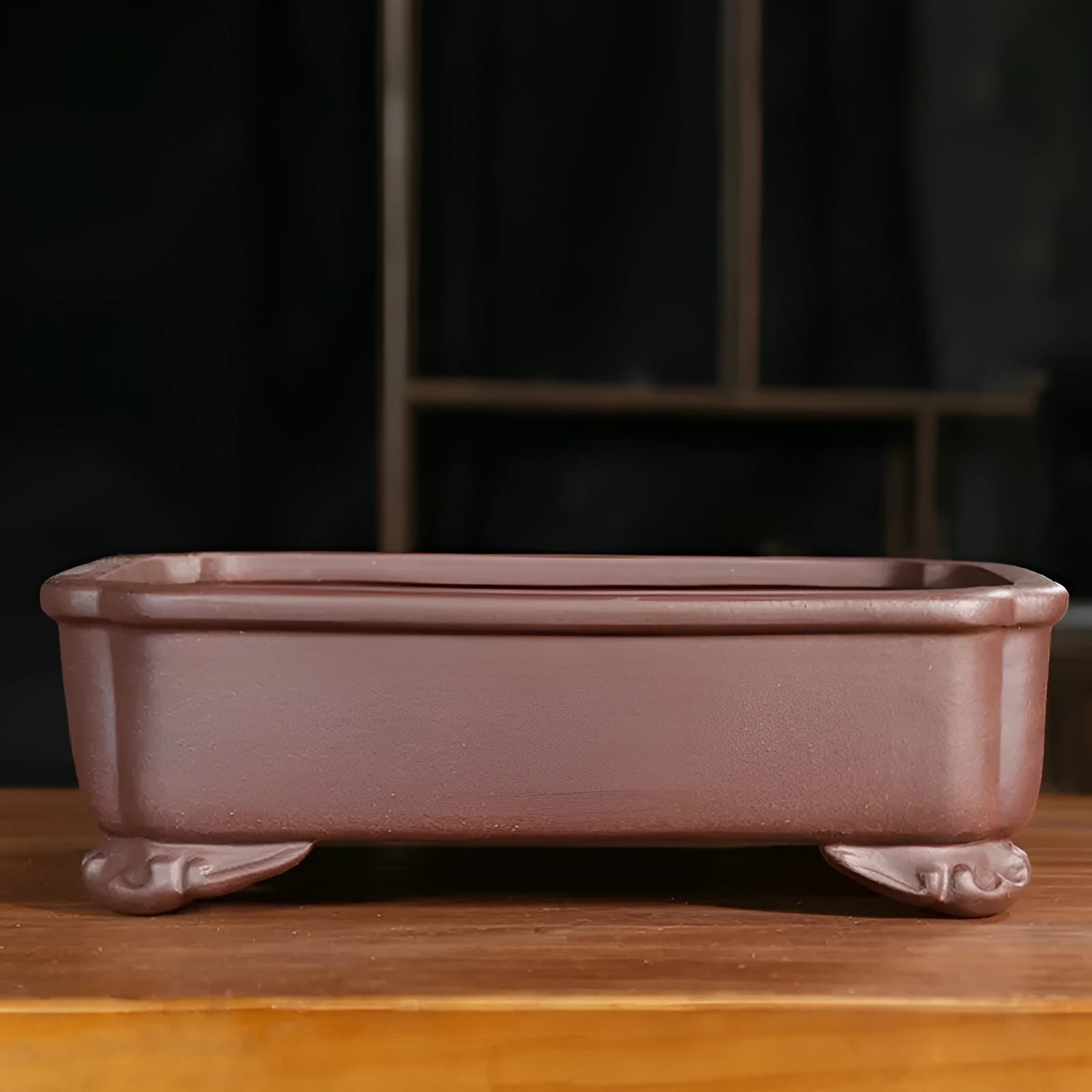 Purple sand rectangular manger planter with corner-cutting design for bonsai display
