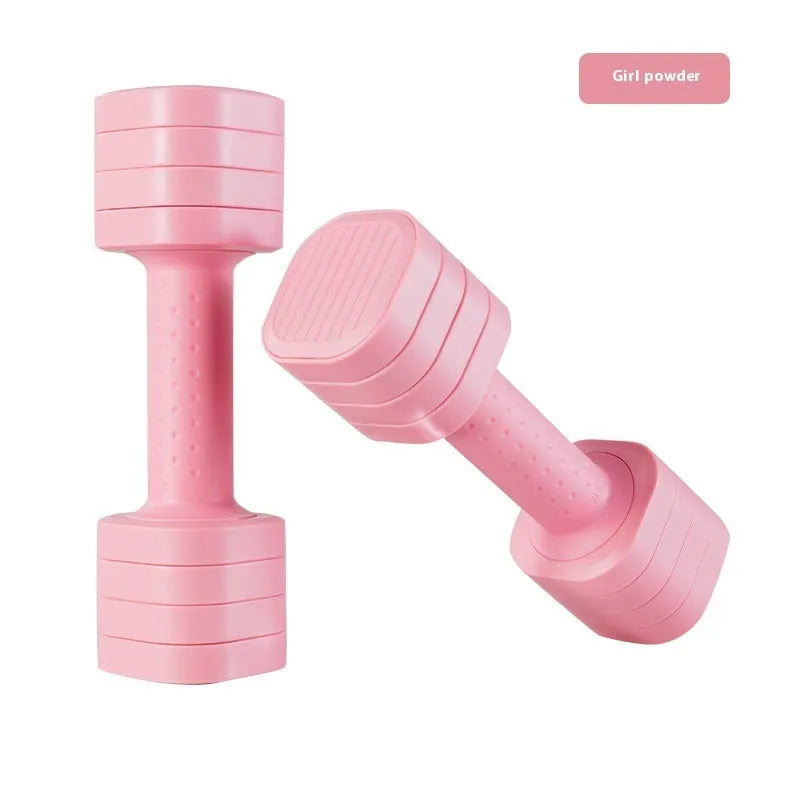A pink detachable dumbbell with a 5lb weight for women's fitness and body shaping exercises.