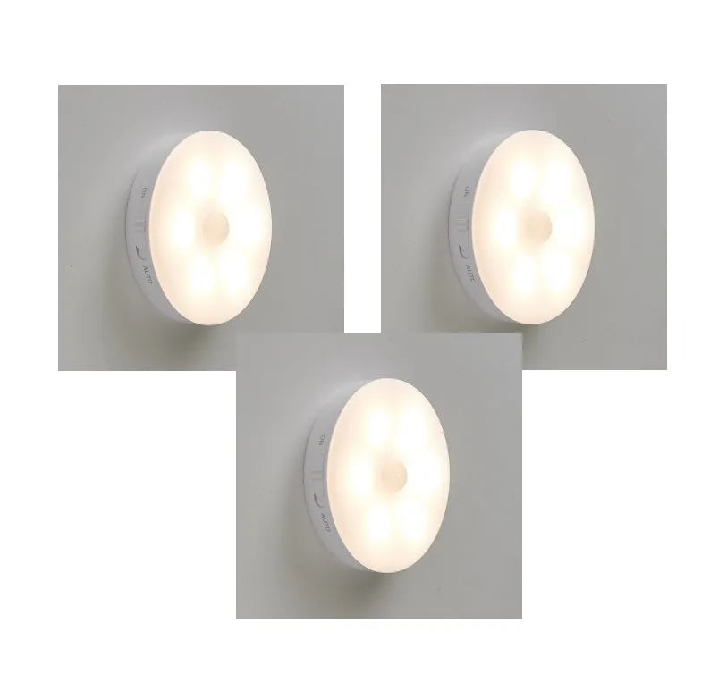 Wireless body sensing LED lights with rotation and fixed lighting modes for nighttime home use