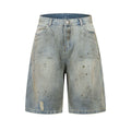 Pu Shuai washed blue cropped straight-leg denim jeans with zipper fly opening