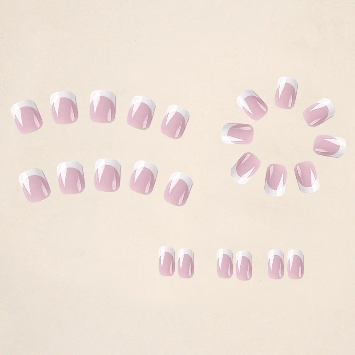 White plaid pattern fake nails coffin shape 24 pieces for nail extensions