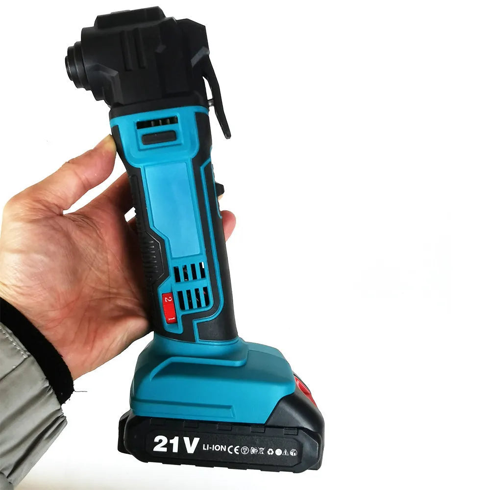 Rechargeable lithium battery cordless garden trimming machine with metal body and storage box.