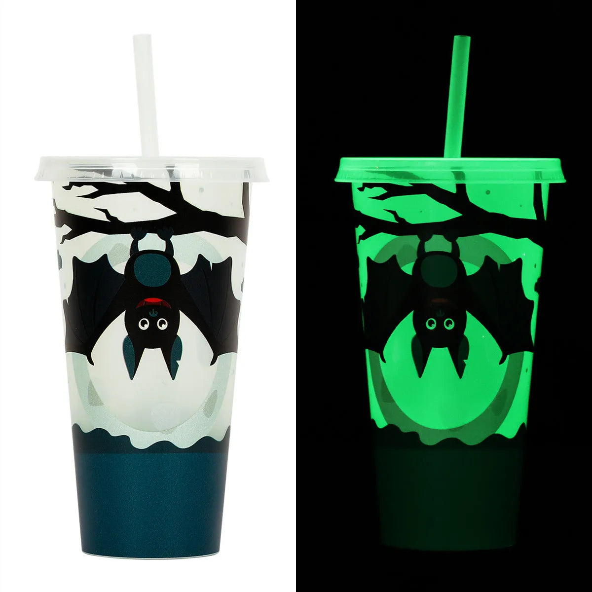 Halloween luminous straw sippy cup with 720ml capacity and PP plastic construction