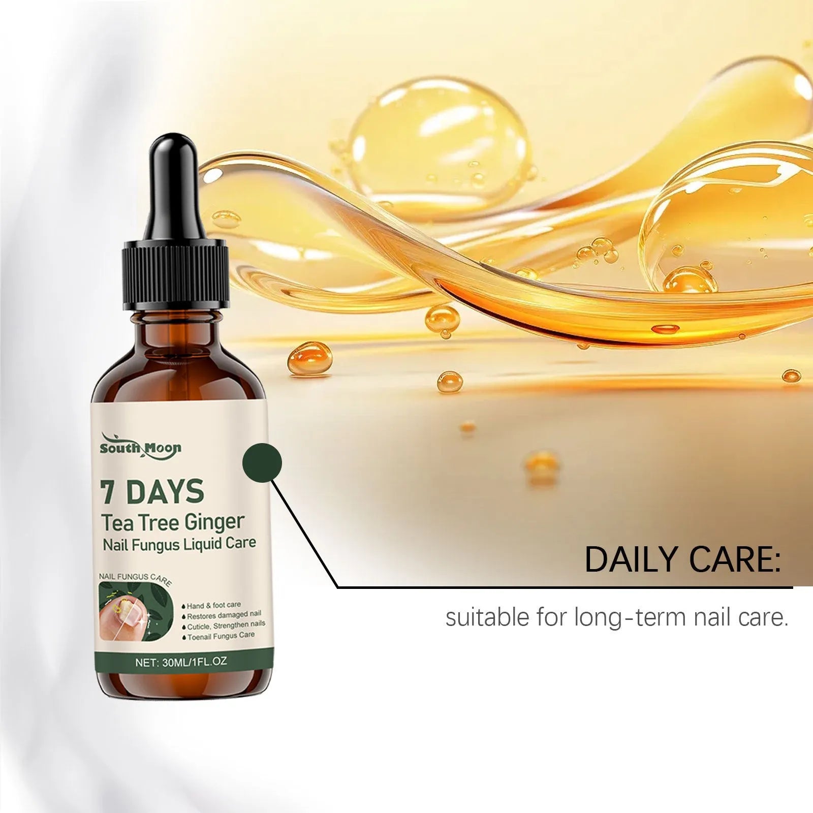 30ml bottle of clear nail care solution for daily brightening and nourishing