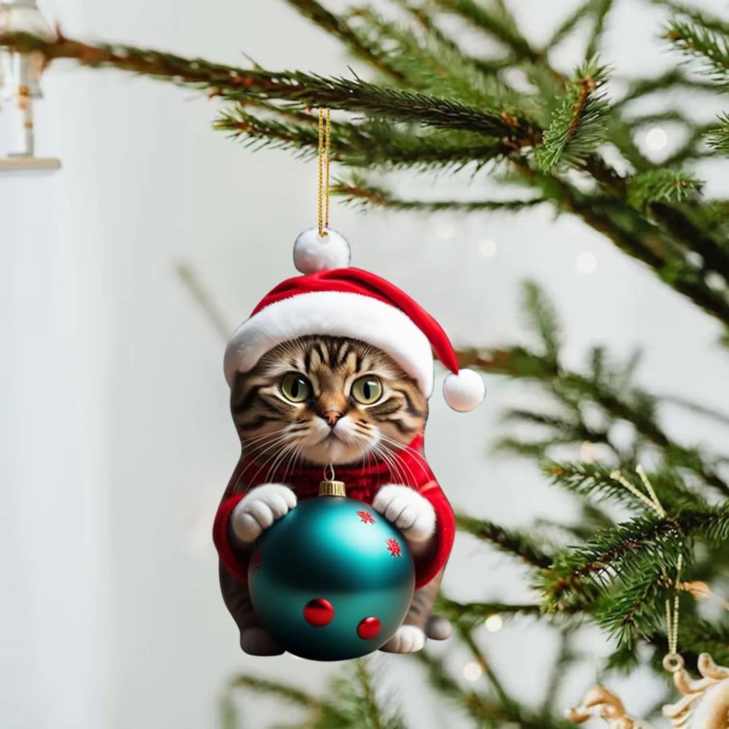 Creative kitty cartoon Christmas car hanging ornament in acrylic material