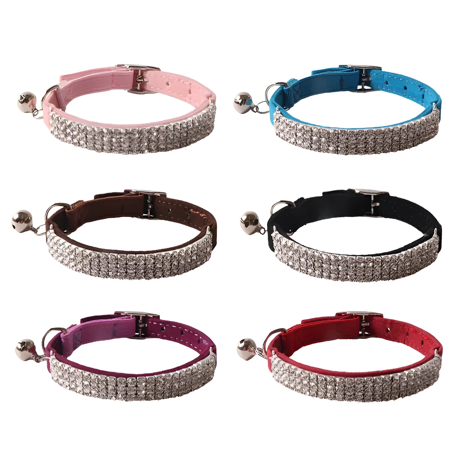 Flannel elastic buckle cat collar in six colour options including pink, black, and red