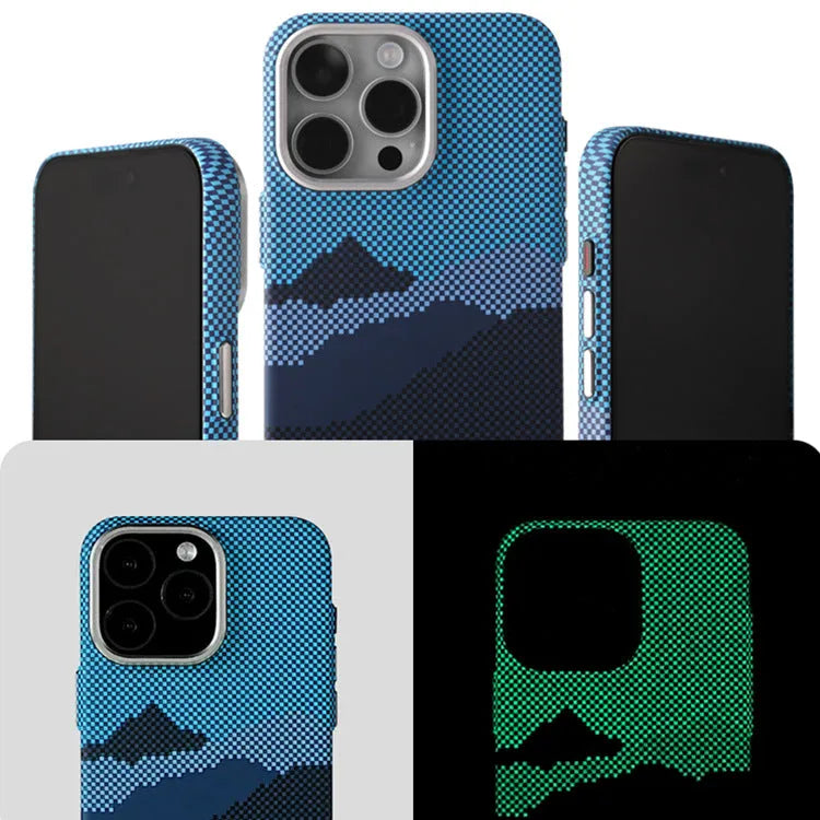 Kevlar magnetic carbon fiber texture hard PC phone case for iPhone in black with frosted finish
