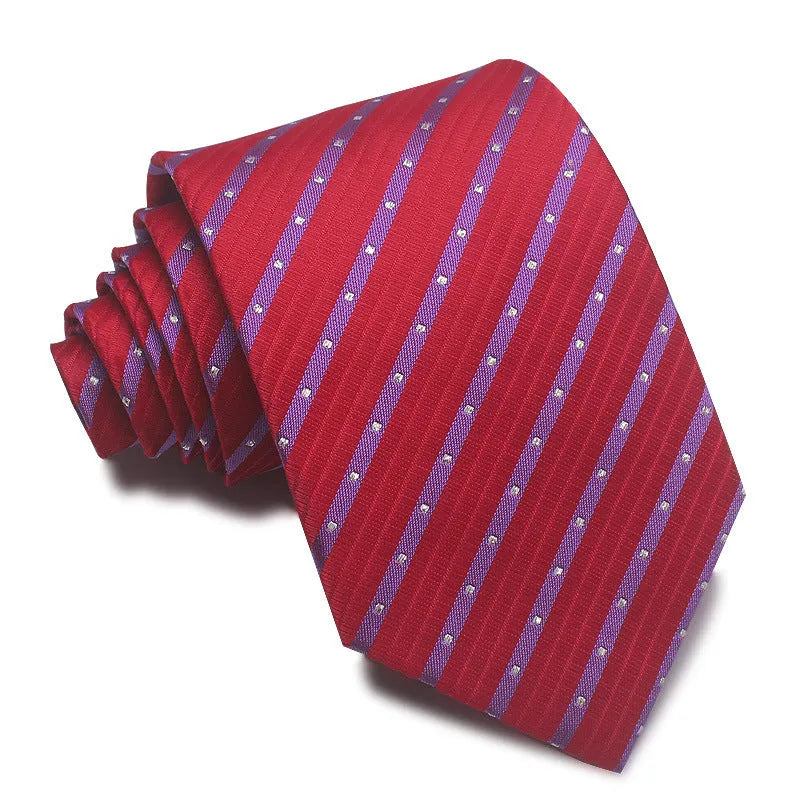 8cm wide polyester jacquard striped business tie in arrow shape for formal office wear