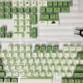 124 Key Matcha green PBT sublimation keycap set for mechanical keyboards laid out flat.