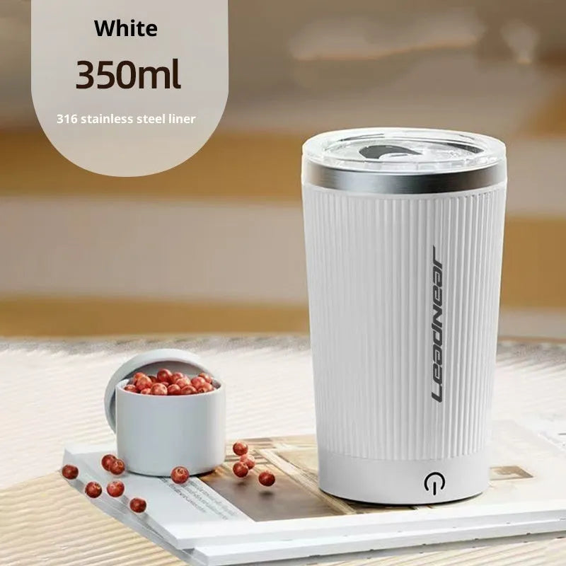 Fully automatic mixing cup 400ml 316 stainless steel electric coffee cup with removable base in beige