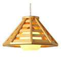 Modern minimalist bamboo woven woodcraft ceiling pendant lamp in wood colour with LED light source, 35cm or 50cm size