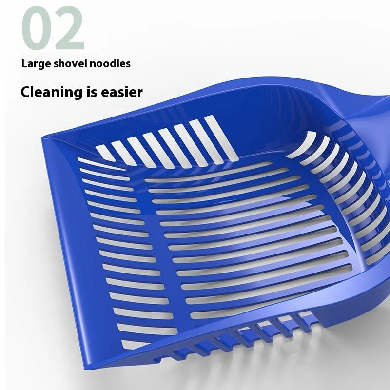 PP plastic cat litter scoop with curved handle in red, yellow or blue colour options