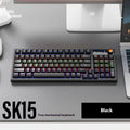 SK15 wired mechanical gaming keyboard in sunset orange, autumn water blue, or black with mixed light green switches