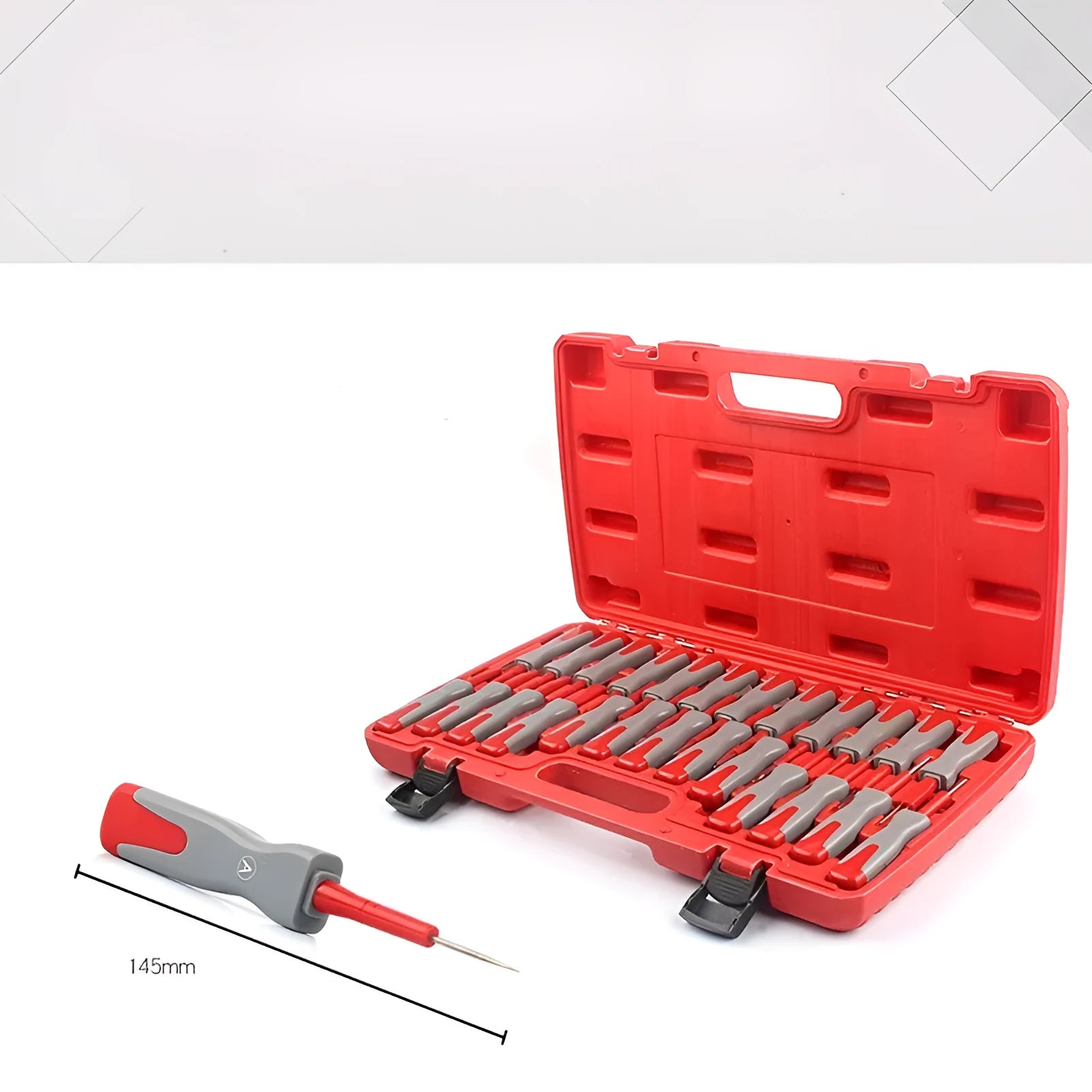 25-piece car terminal removal tool set with needles and pull-out keys in storage case