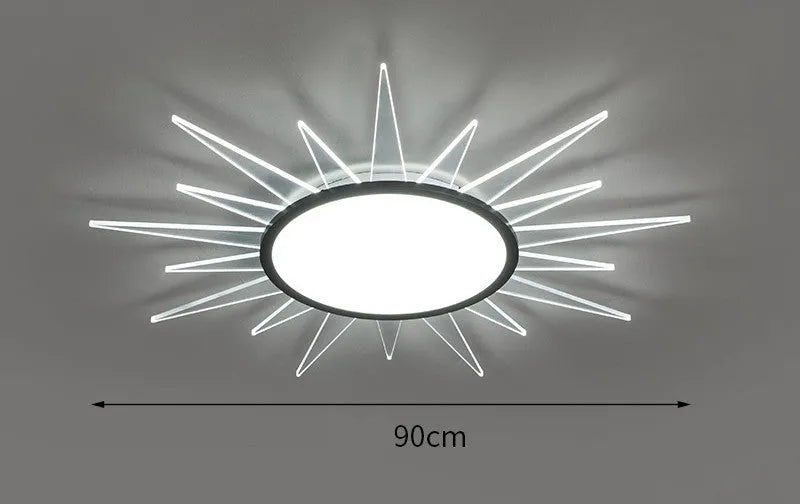 Circular aluminium LED ceiling lamp with remote control dimming in modern design