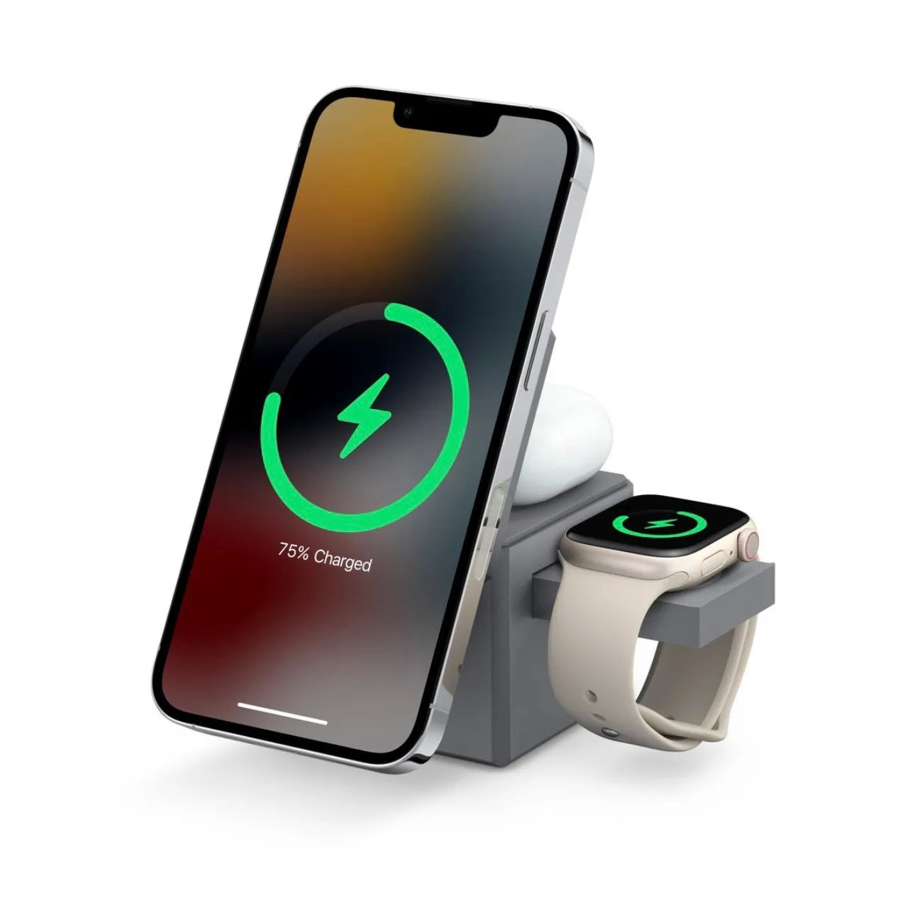 Foldable magnetic suction 3-in-1 wireless charger for iPhone, Apple Watch, and AirPods with LED indicator