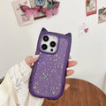 Three-dimensional cat ears epoxy glitter TPU phone case for Apple iPhone, available in pink, white, purple, black, and transparent