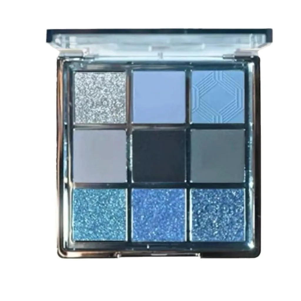 MUGELEEN nine-colour eye shadow plate with blue smoked shades and matte shimmer finishes