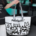 Waterproof woven handbag with snakeskin texture pattern and colour printing design