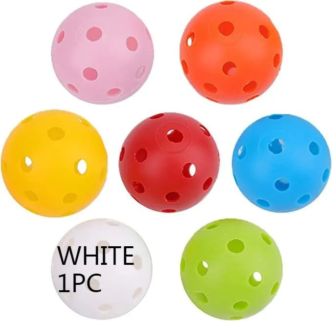 Multi-colour 42mm golf practice balls in blue, green, orange, red, white and yellow colours