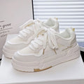 Children's beige platform shoes with thick rubber soles and cross-shoulder strap design