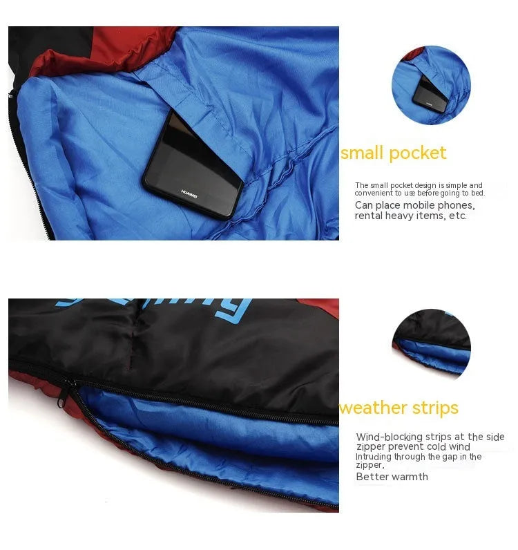 Mummy-style outdoor sleeping bag in army green with compression storage bag for camping