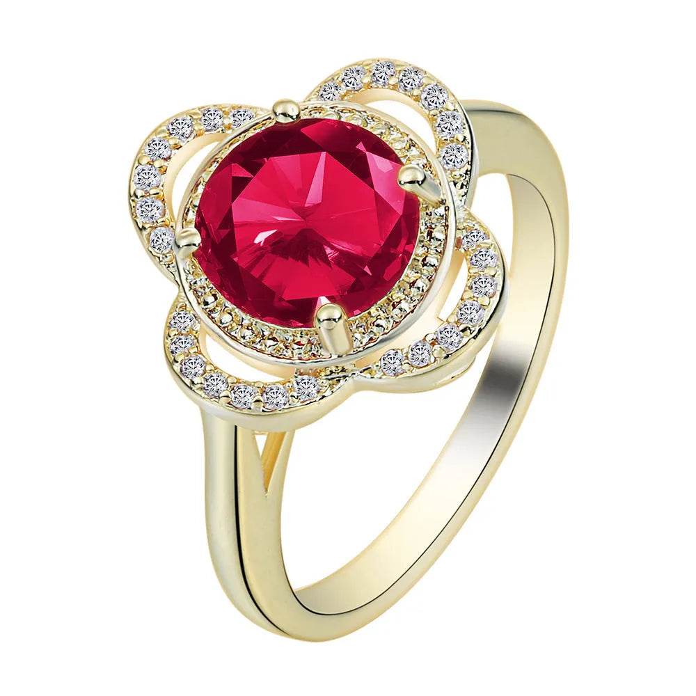 Copper ring with a fruit-shaped zircon stone inlaid, shown in colour 10-6-1395.
