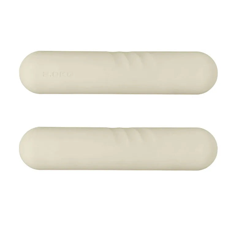 Silicone-edged hand-drawn dumbbell stick in a choice of colours including pink, green, and black, shown with cast iron weight.