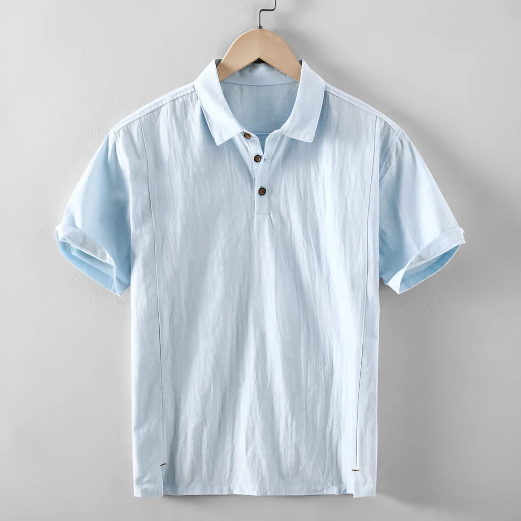 Men's loose fit linen blend casual shirt in solid colour options